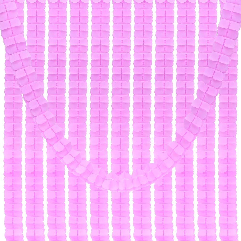 9.8ft Four-Leaf Garland, 12 Pack Tissue Paper Hanging Flower, Pink