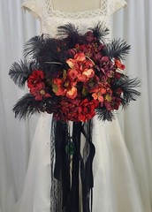 Deep Autumn Goth Faux Silk Bridal Bouquet