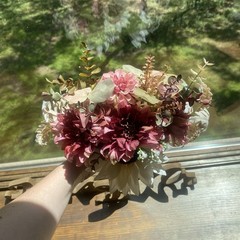 Bridal Wedding Bouquet Hand made Budget Friendly Faux Flowers White Pink Green