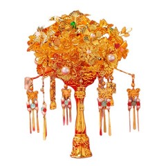Gold Plated Bridal Hand Bouquet Chinese Wedding Flower Holder Accessory