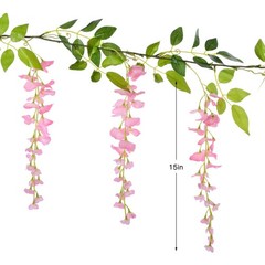 Lvydec Wisteria Artificial Flowers Garland, 4 Pcs Total 28.8ft 28.8ft, Pink