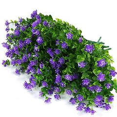 12 Bundles Outdoor Artificial Flowers UV Resistant Fake Boxwood Plants, Faux