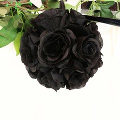 2 BLACK 7″ Silk Roses Flowers Kissing Balls Wedding Party Events Centerpieces