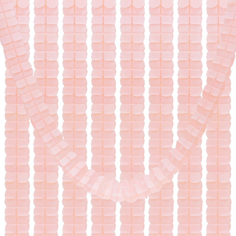 9.8ft Four-Leaf Garland, 9 Pack Tissue Paper Hanging Flower, Coral