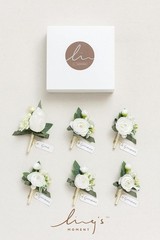 Boutonniere for Men, 6pcs Groom Groomsmen Boutonniere with Built-in Pins, Art…