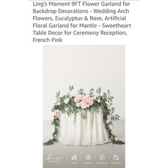 Lings Moment 9FT Flower Garland French Pink Rose Eucalyptus Wedding Arch Decor