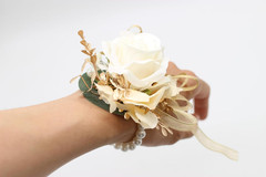 Corsage and Boutonniere Set, Handmade Artificial Peony Rose Wrist Corsage Wristl
