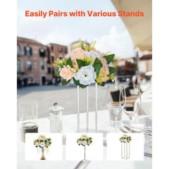 10-Piece Flower Ball Bouquet, 4.72In. Champagne & White Indoor/Outdoor Artificia