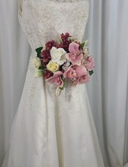 Wedding Bouquet of Phalaenopsis Orchids and Roses Faux Silk Bouquet
