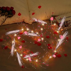 DR.DUDU Valentines Garland, 6 FT Lighted Garlands for Mantle with Red Pink
