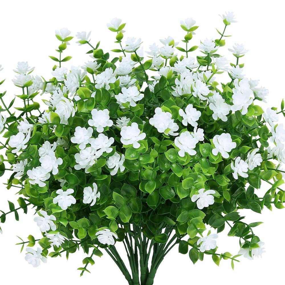 24 Bundles Outdoor Artificial Fake Flowers UV Resistant No Fade Boxwood Faux …