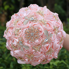 Light Salmon Handmade Bridal Bouquet for Weddings & Quinceaneras – 8.7