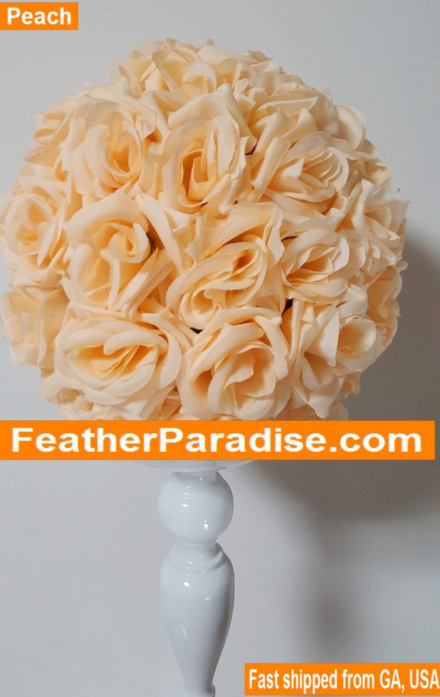 Peach Rose Flower Ball Pomander Wedding Ball Kissing Ball 11-12 inches