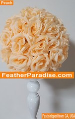 Peach Rose Flower Ball Pomander Wedding Ball Kissing Ball 11-12 inches