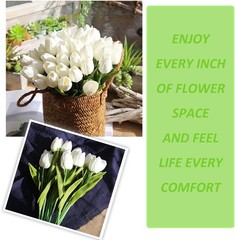 30pcs Real Touch Tulips PU Artificial Flowers, Fake Tulips Flowers for