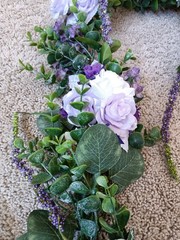 Purple Artificial Flower Garland wreaths for table decor