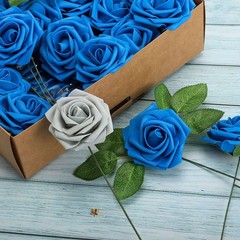 25/50pcs Foam Roses Artificial Flower Wedding Bride Bouquet Home Party Decor