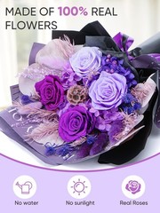 Bessol Flowers for Delivery Preserved Small, Purple Flower Bouquet