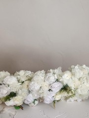 Pre-Arranged Silk Flower Row 49″x8″ – White – for Party Wedding Decoration