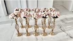 10pcs Golden Wedding Centerpieces with Realistic Roses Flowers for Weddings