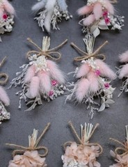 Mini Dried Flower Bouquet Set of 12, Small Bouquets, Bohemian Wedding Pink