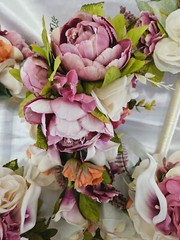 Sunset Wedding Bouquet – 11 Pc Wedding Bouquet Set, Ivory, Pink, Orange, Purple