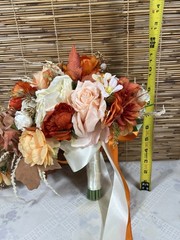 Wedding Bridal Floral Bouquet Real Touch Silk Orange Terracotta Flower 11″