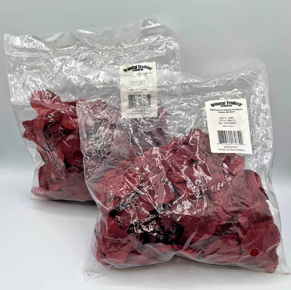 Oriental Trading Burgundy Fabric Rose Petals 200 Pieces per bag two bags