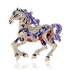 Luxury Running Horse Brooches For Women Unisex 4-color Enamel Powerful Animal…