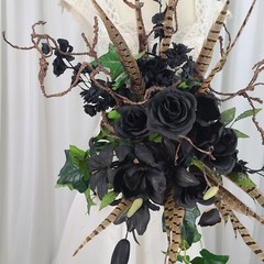 Dark as Night Goth Faux Silk Wedding Bouquet