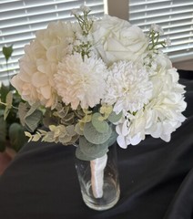 Wedding bouquet bridal bridesmaids artificial silk flowers roses mum baby breath