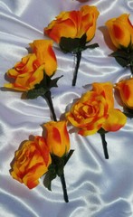 21 Pc Orange, Yellow, Black Wedding Bouquet Package, Bouquet Set w/ Dried Stems