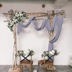 Wedding Arch Flowers,3Pcs Set White Rose Decorative Floral Swags, Artificial Gre