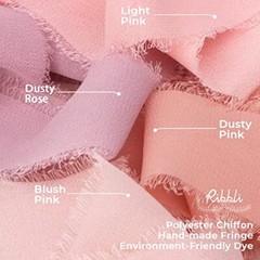 Chiffon Ribbon 1-1/2 inch x 20 Yard Handmade Fringe Chiffon Silk Blush Pink