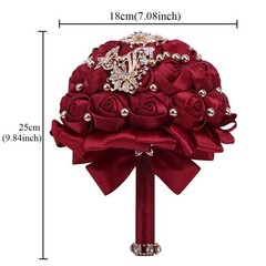 New Bridal Bouquet Exquisite Rhinestone Silk Rose and Pearl Handmade