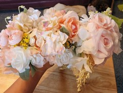 3 Bouquets, White & Pink Flowers, New