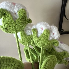 Crochet Flowers – Lot Of 6 Flowers Long Stemmed- Hobby Lobby New