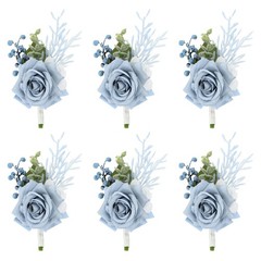 Rose Corsage for Groom Bride Groomsmen Wedding Party Light Blue