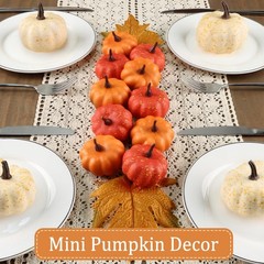 LZNPA 16PCS Artificial Mini Fake Pumpkins Set with 16 Pcs Fall Pumpkin