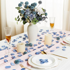SITUMEIZI 400PCS Fake Rose Petals Faux Silk Flower Blue Petals for Romantic Nigh