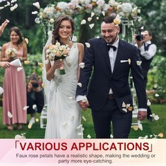 1000 Pcs Silk Fake Flower Petals for Wedding, Artificial Rose Pink White