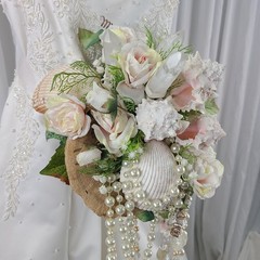 Seaside Crystal Treasures Faux Silk Wedding Bouquet