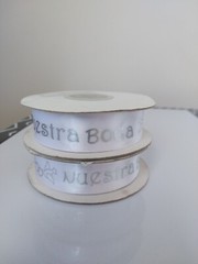 2 ..Cinta de poliéster estampada / Nuestra Boda.. 20 metros / 22cm ancho