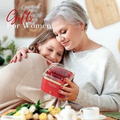 NEWNOVE Gifts for Her, Preserved Real Red Rose with Angle Wings 2-red