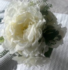 Beautiful Faux Wedding Flower – Set of 4 (will sell other number)- White & Green
