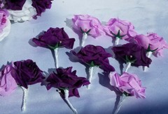 20 Pc Wedding Bouquet Set, Purple Roses, Lavender Roses, White Roses