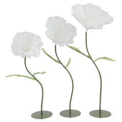 3 Pcs White Green Handmade Fake Corn Poppy Flower, Adjustable Stem Wedding Decor