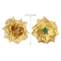 50Pcs Reusable Artificial Silk Rose Flower Heads Golden Wedding Decoration