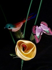 “The Nancy Rose” Unique Artisanal Yellow Satin Fabric Rose.