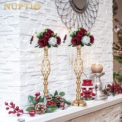 NUPTIO Flower Wedding Centrepieces for Tables – 6 Pcs 9.5in Diameter Burgundy…